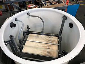 Top view looking inside Premier Tech Water and Environment's membrane bioreactor wastewater treatment system.