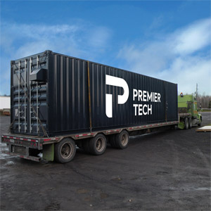 Premier Tech Water and Environment's mobile wastewater treatment system enroute to a remote location in Québec, Canada.