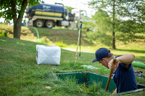 Ecoflo green septic system filtering medium replacement.