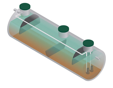 Dessin isométrique d’un réservoir de clarification Rewatec secondaire.