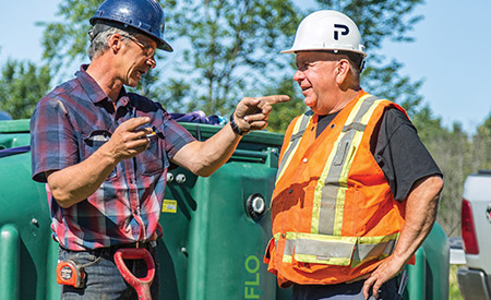 Premier Tech’s on-site support for the installation of the polyethylene Ecoflo biofilter septic system.