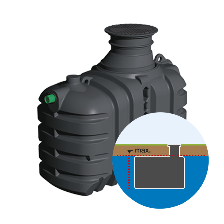 PE tank M2 with groundwater to upper tank edge
