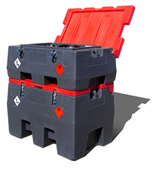 Calona IBC tote from Premier Tech Water and Environment, ideal for the safe transport of diesel, AdBlue, and other dangerous liquids.