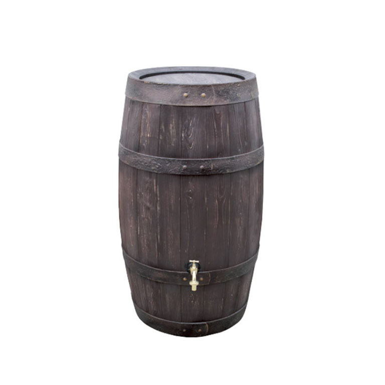 Arvès faux whiskey rain barrel with brass spigot.