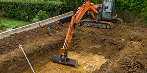 etape 1 installation EDP USAGE 300x150 pelleteuse sur chantier