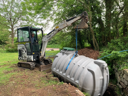 Premier Tech installing a septic tank in the UK.