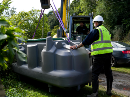 Ecoflo sewage treatment plant installation in the UK.