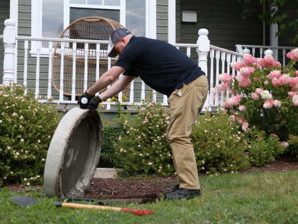 Septic tank inspection in Iowa.