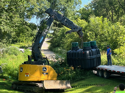 Aerobic treatment unit installation in Pennsylvania.