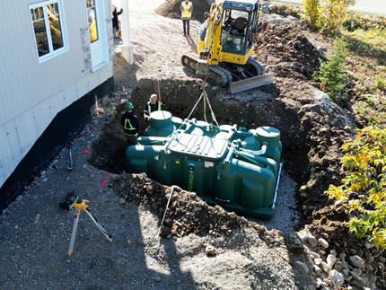 Ecoflo compact biofilter installed on a small lot in Pennsylvania.