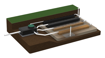 3D image of the Ecoflo linear biofilter septic system.