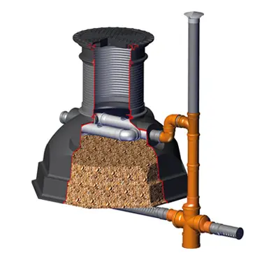 Versickerungsmodul mit Biofilter für den tiefen Einbau.