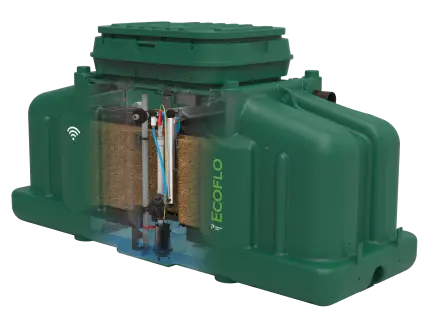 UV disinfection system integrated inside the Ecoflo compact biofilter.