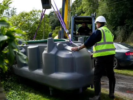 Ecoflo sewage treatment plant installation in the UK.