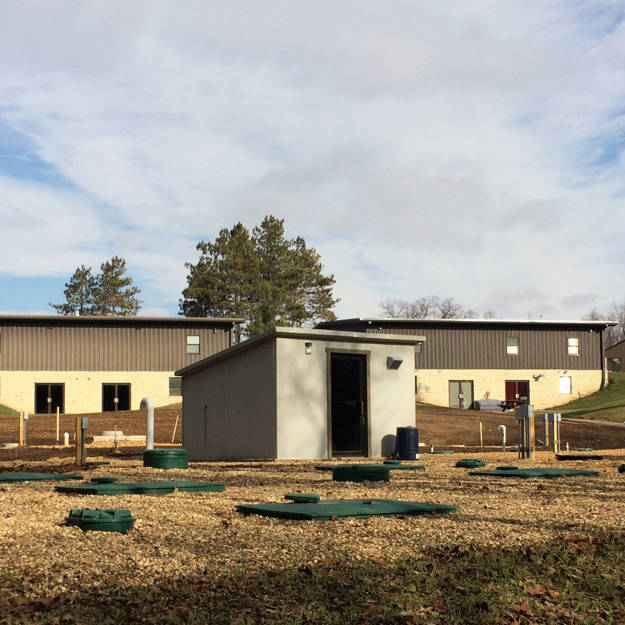 Installation septique décentralisée pour le Camp Courageous en Iowa.