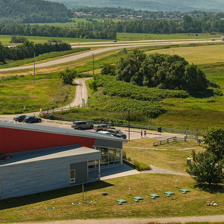 Wastewater treatment system installed at a roadside rest area in Québec. 