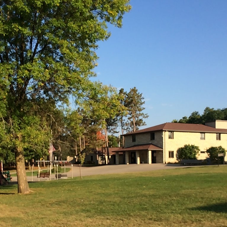 Grounds and main building of the Camp Courageous summer camp Iowa.