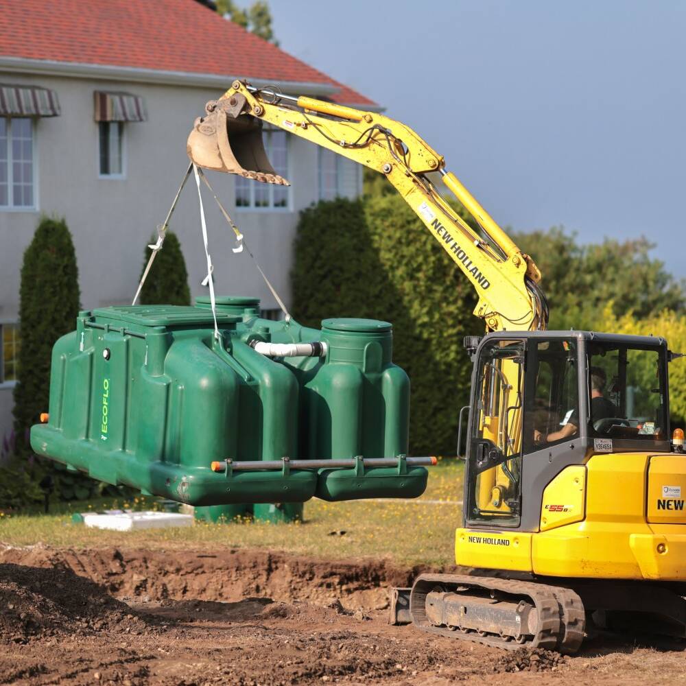 Excavation and installation for an Ecoflo septic system in Pennsylvania.
