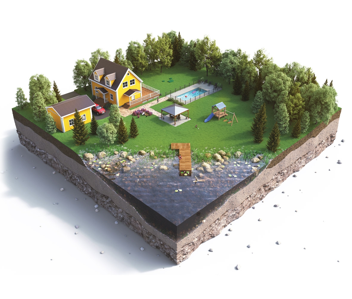 ecoflo green septic system 3d illustration