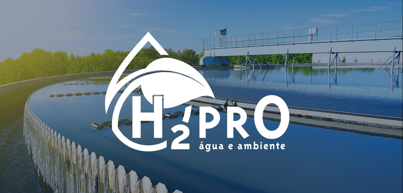 Logótipo da empresa portuguesa H2PRO de tratamento de água e águas residuais.