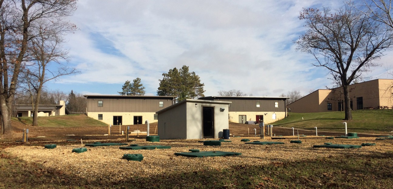 Installation septique décentralisée pour le Camp Courageous en Iowa.