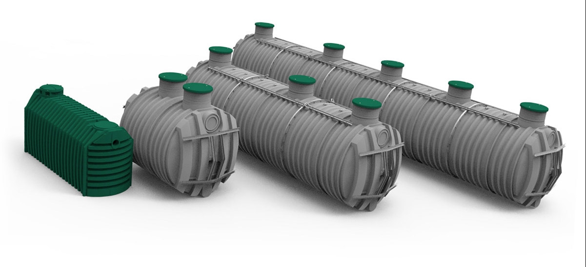 The range of Premier Tech Water and Environment's polyethylene septic holding tanks.