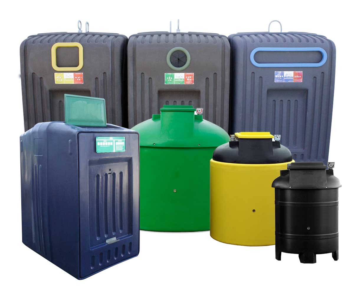 Contenedores de recogida selectiva de residuos en PEAD para sólidos y aceites usados