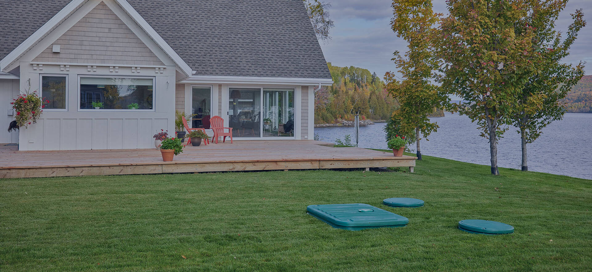 Ecoflo biofilter installation on a lakeside property.