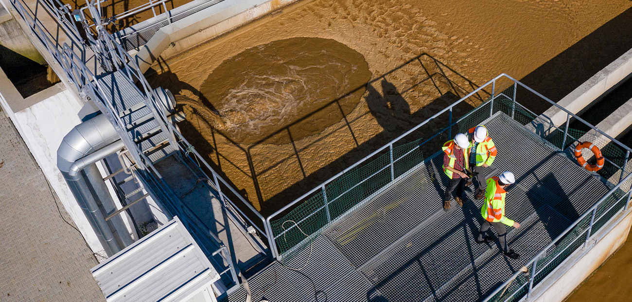 Premier Tech Water and Environment technicians managing a municipal wastewater treatment plant in India.