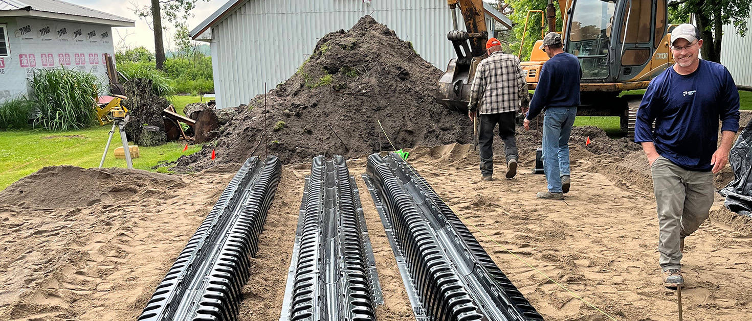 Ecoflo linear biofilter installation on a residential property in New York.