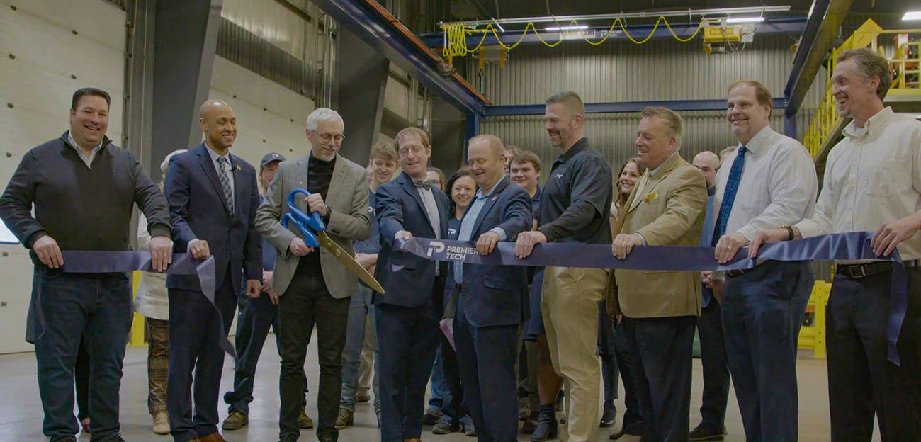 Ribbon cutting ceremony for Premier Tech Water and Environment's new manufacturing plant in the United States.