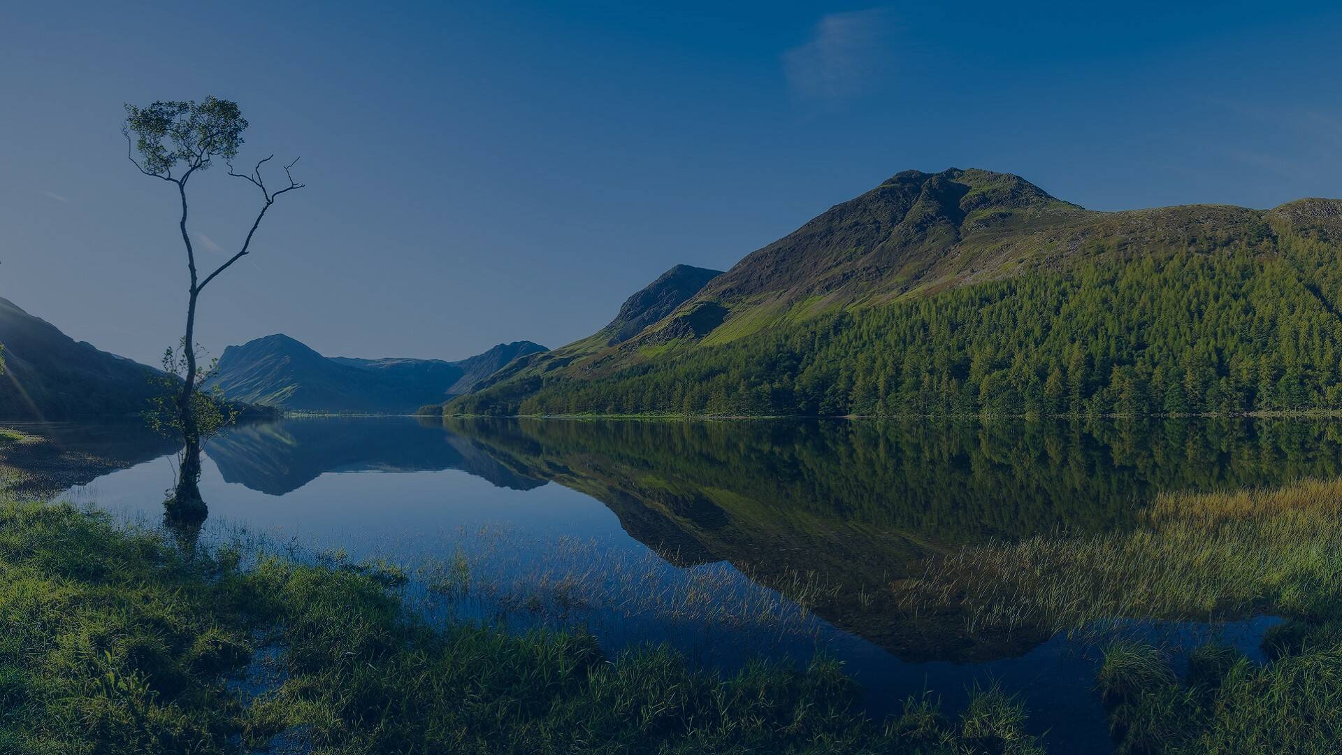 Lake and mountains.