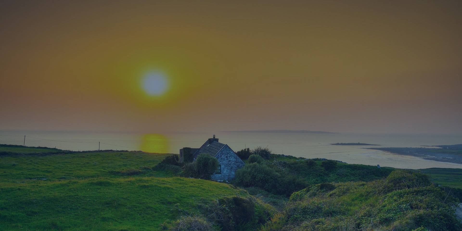 Sunset over the sea in ireland