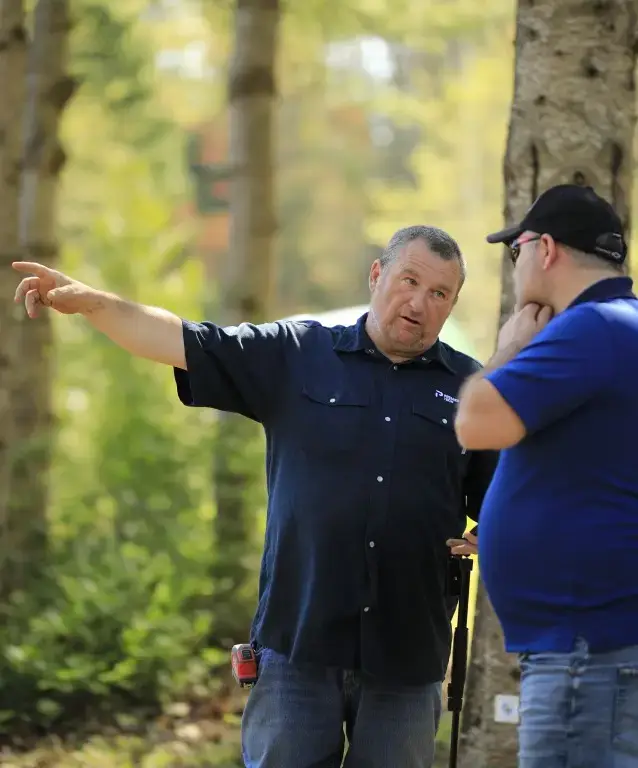 Premier Tech's initial site evaluation before a septic installation begins.