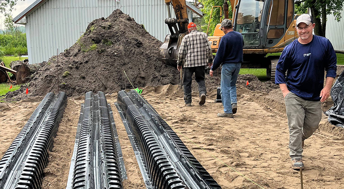 Ecoflo linear biofilter installation on a residential property in New York.