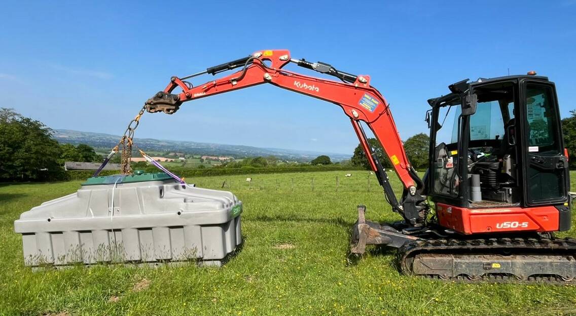 Installation of the Ecoflo biofilter sewage treatment plant in the UK.
