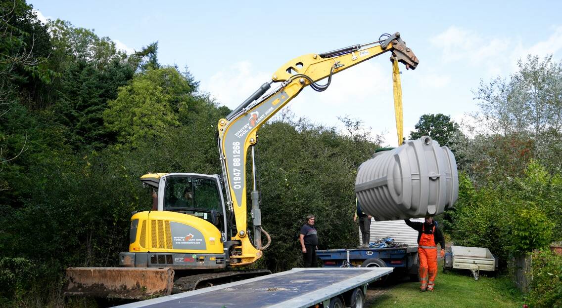 Replacement of a non-compliant domestic septic tank in the UK.