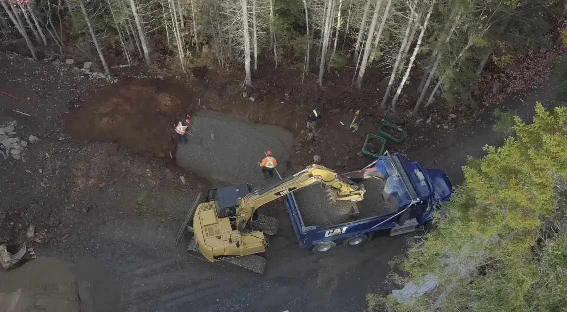 Compact septic drain field installation.