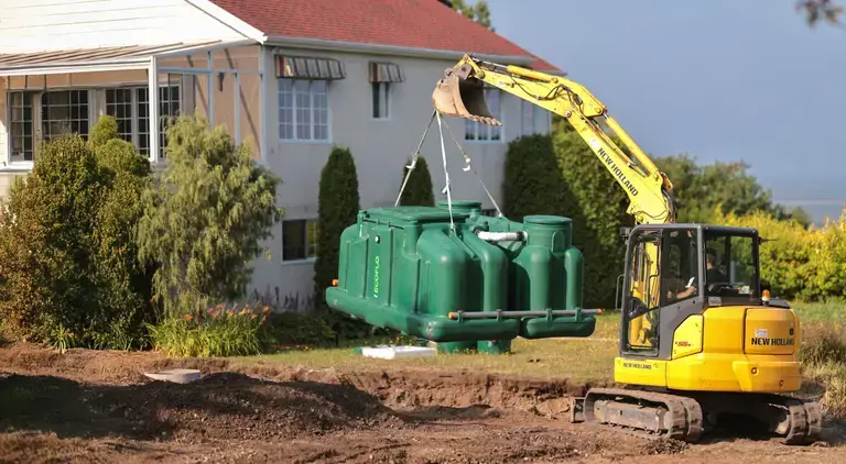 Excavation and installation for an Ecoflo septic system in Pennsylvania.