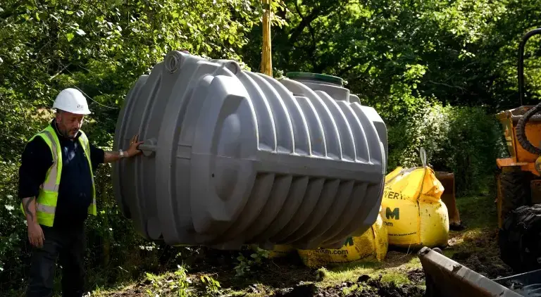 Septic system installation in the UK.