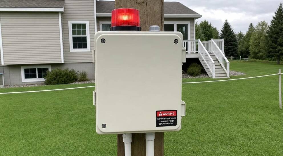 Septic alarm box for residential property in Pennsylvania.