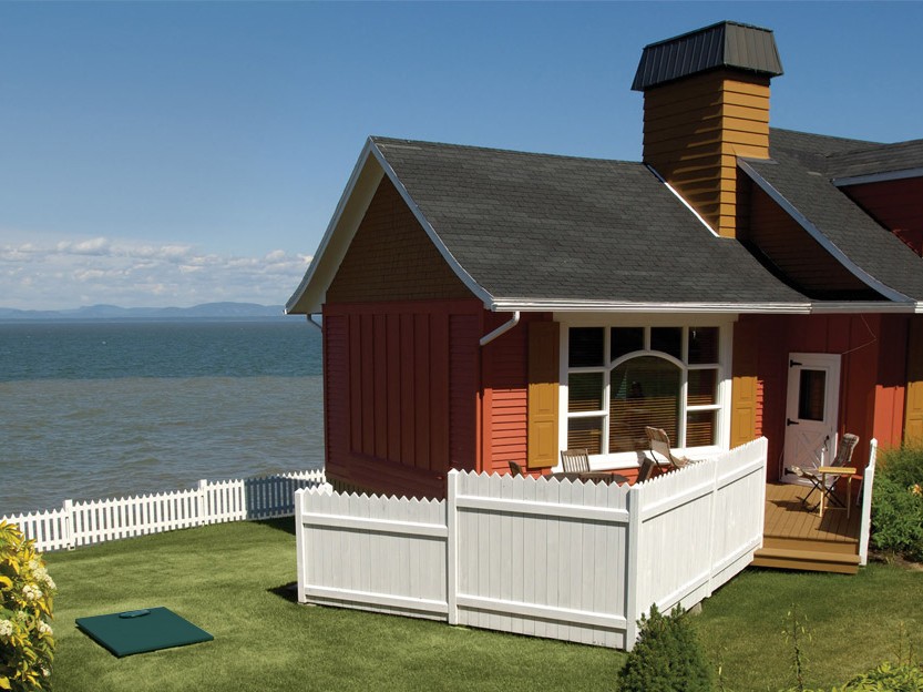 Ecoflo biofilter septic system installed on a waterfront property near the St. Lawrence River in Quebec, Canada. 