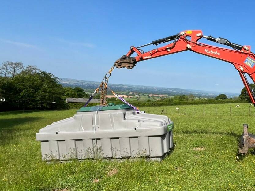 Installation of the Ecoflo biofilter sewage treatment plant in the UK.