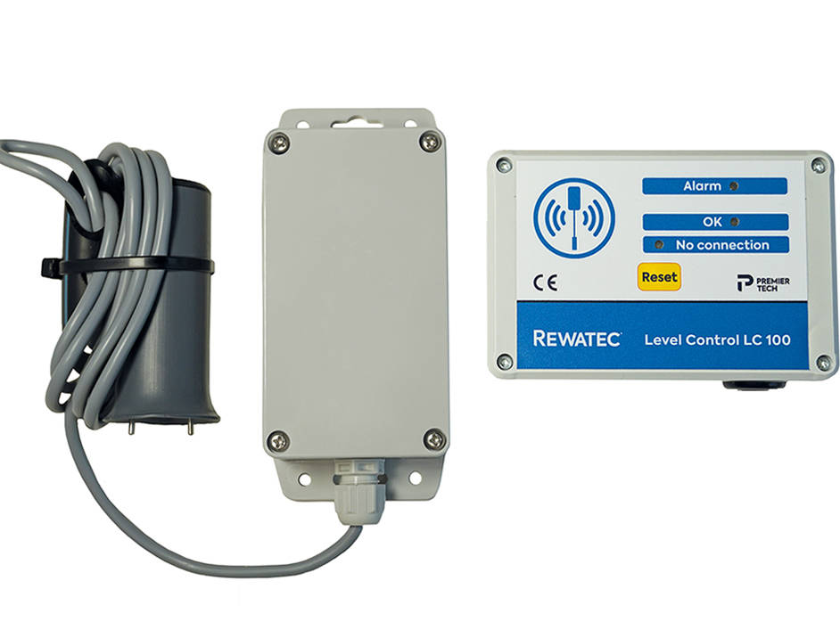 Kabelloser Überfüllmelder LC 100 mit Sensor, Sender und Empfänger