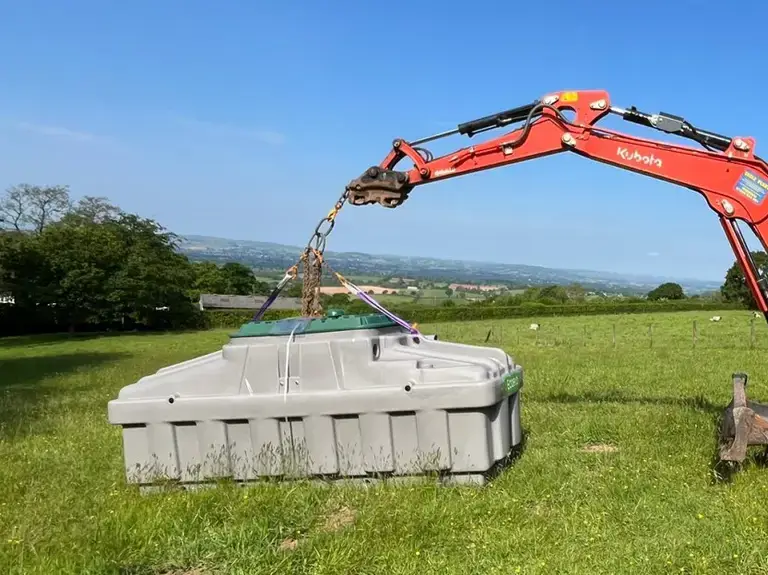 Installation of the Ecoflo biofilter sewage treatment plant in the UK.
