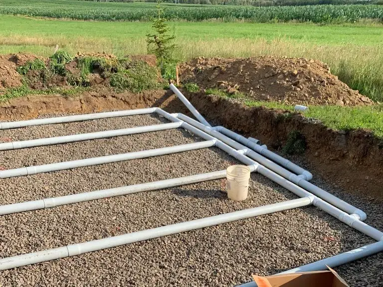 Septic drain field installation.