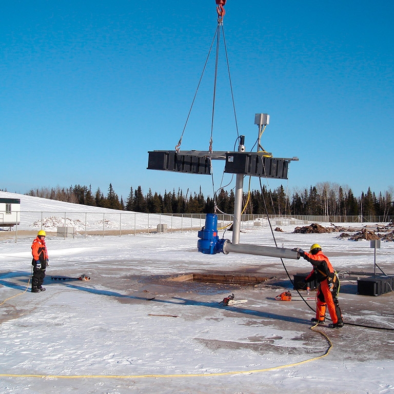 ecoprocess floating unidirectional jet aeration system installation