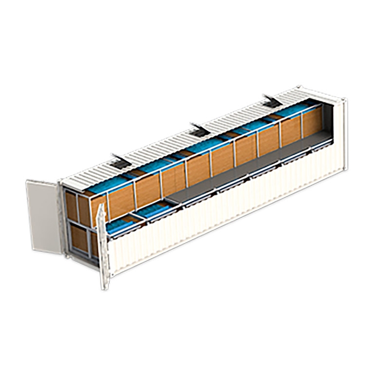 ecoflo xl mobile green septic system in a shipping container