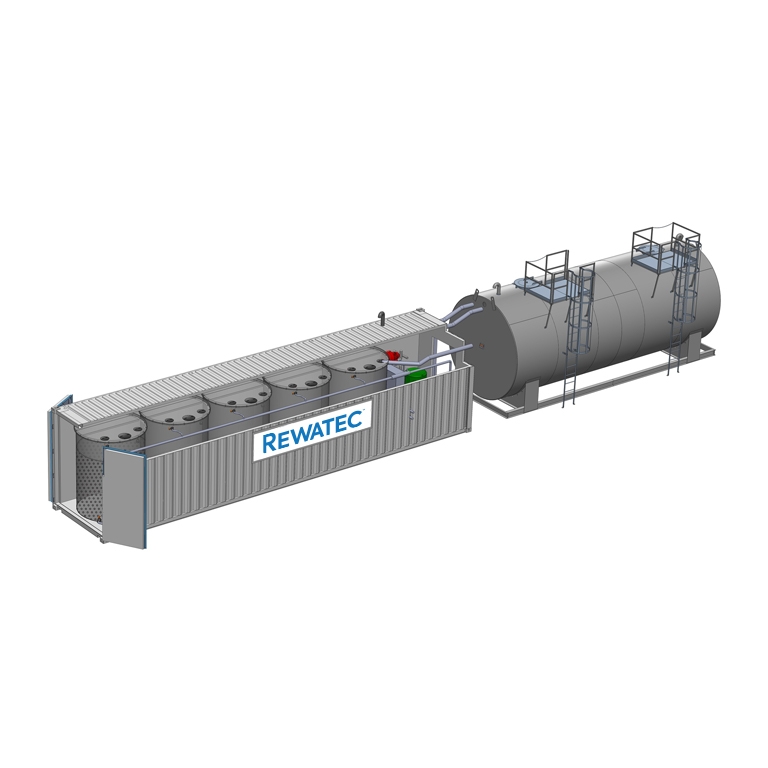 rewatec mobile moving bed biofilm reactor mbbr in a shipping container