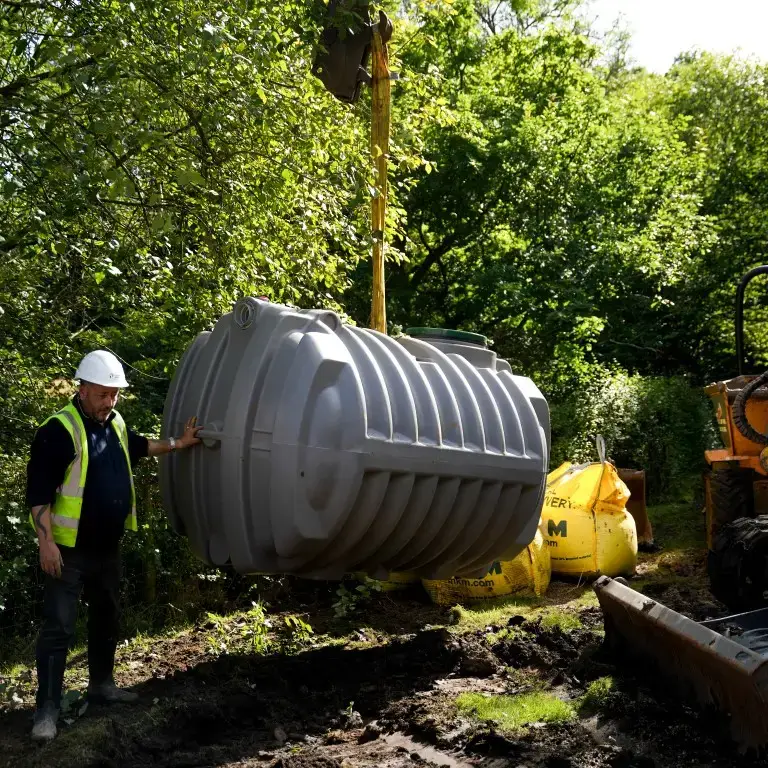 Septic system installation in the UK.